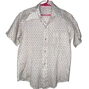 Girl’s Vintage Shirt Sz‎ 12 Little Flowers Pointed Collar Button Down SS Spring